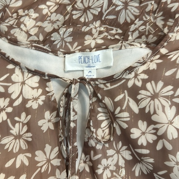 PEACH LOVE CALIFORNIA BOHO FLORAL SHIMMER THREADED DRESS GUC SZ M VERSATILE - Picture 9 of 12